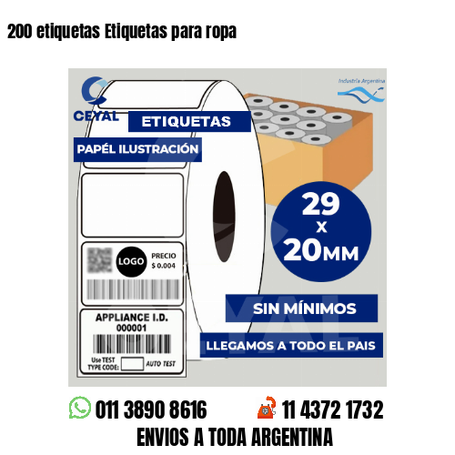 200 etiquetas Etiquetas para ropa