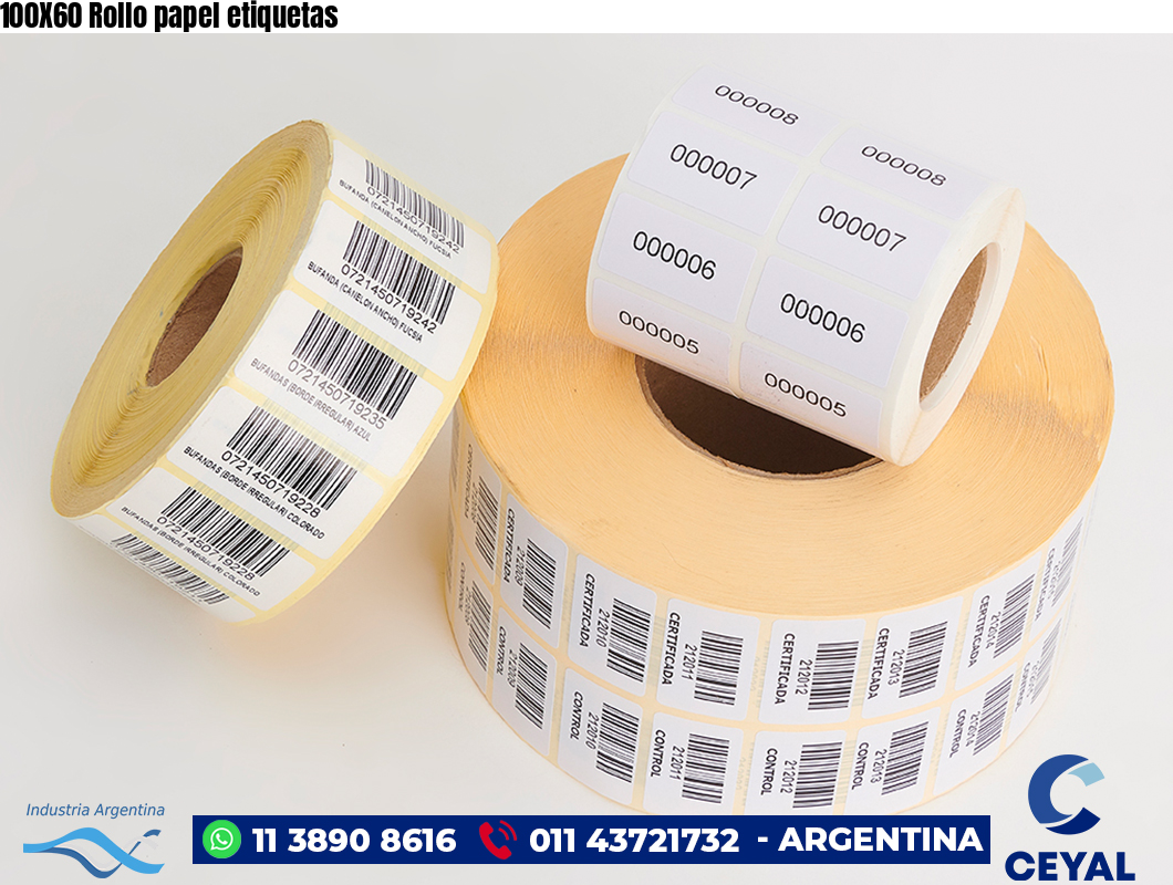 100X60 Rollo papel etiquetas