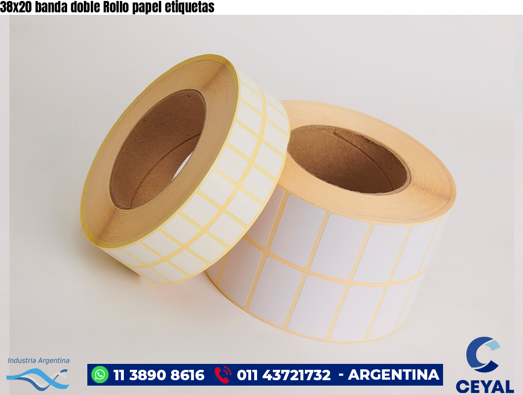 38×20 banda doble Rollo papel etiquetas