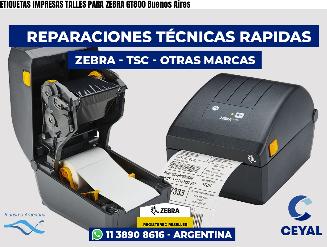ETIQUETAS IMPRESAS TALLES PARA ZEBRA GT800 Buenos Aires