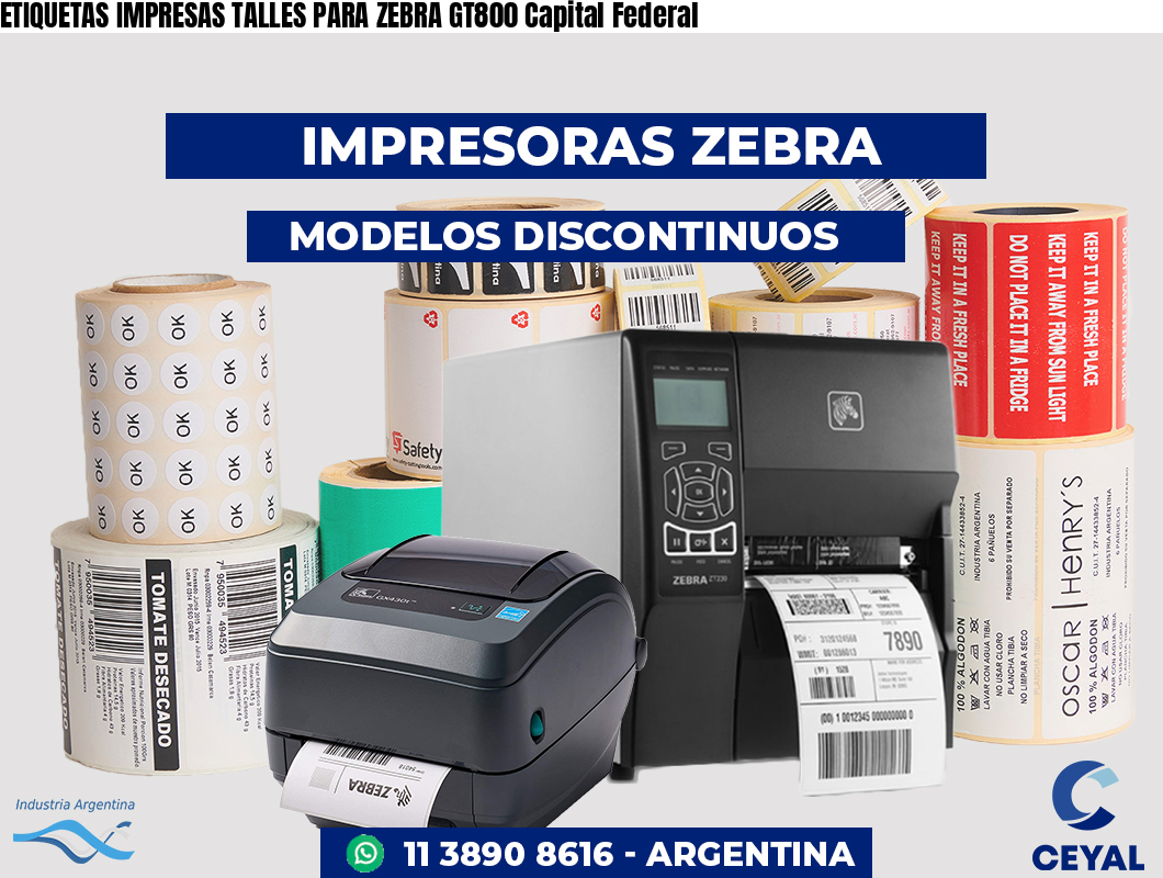 ETIQUETAS IMPRESAS TALLES PARA ZEBRA GT800 Capital Federal