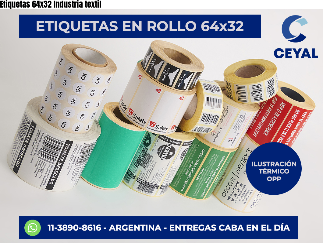 Etiquetas 64×32 Industria textil