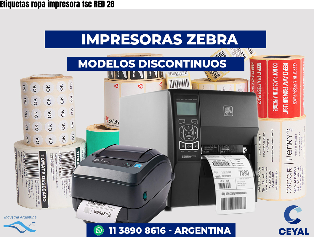 Etiquetas ropa impresora tsc RED 28