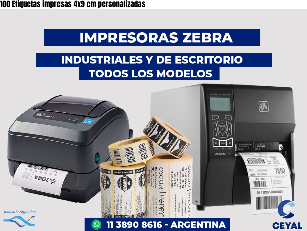 100 Etiquetas impresas 4x9 cm personalizadas