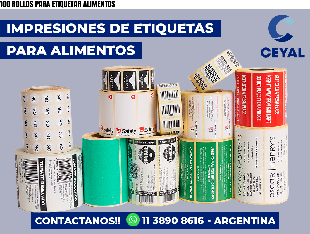 100 ROLLOS PARA ETIQUETAR ALIMENTOS