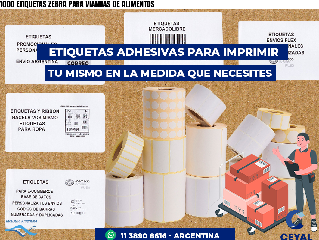 1000 ETIQUETAS ZEBRA PARA VIANDAS DE ALIMENTOS