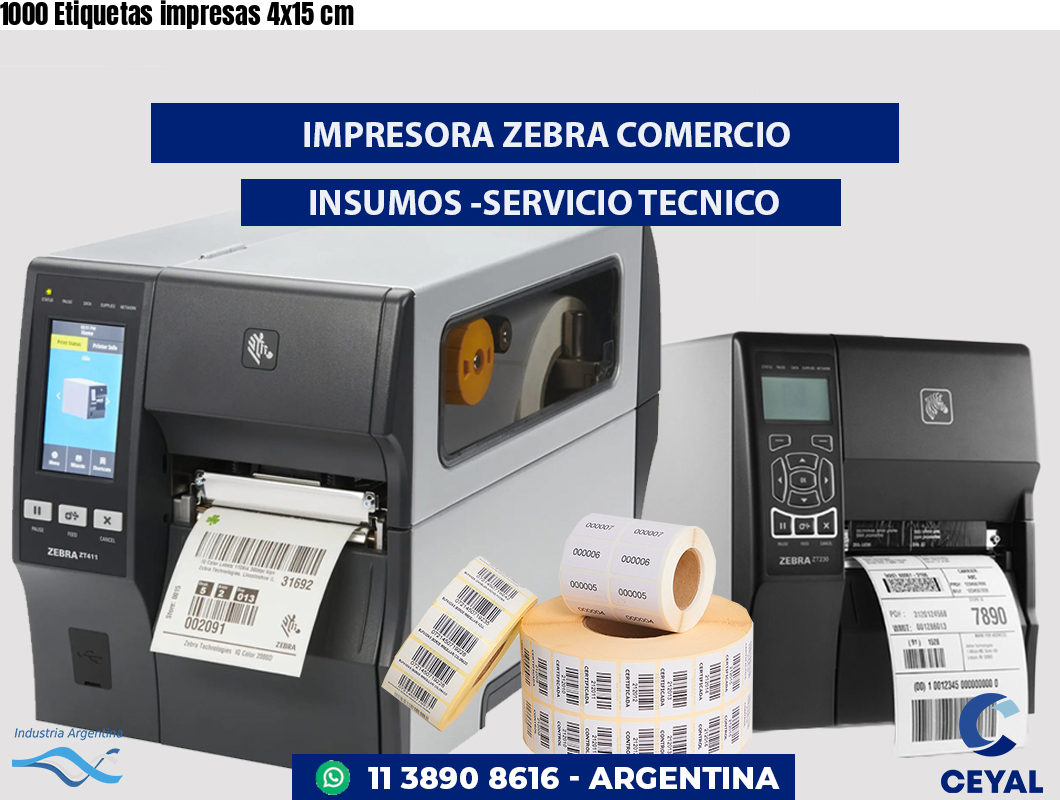 1000 Etiquetas impresas 4x15 cm