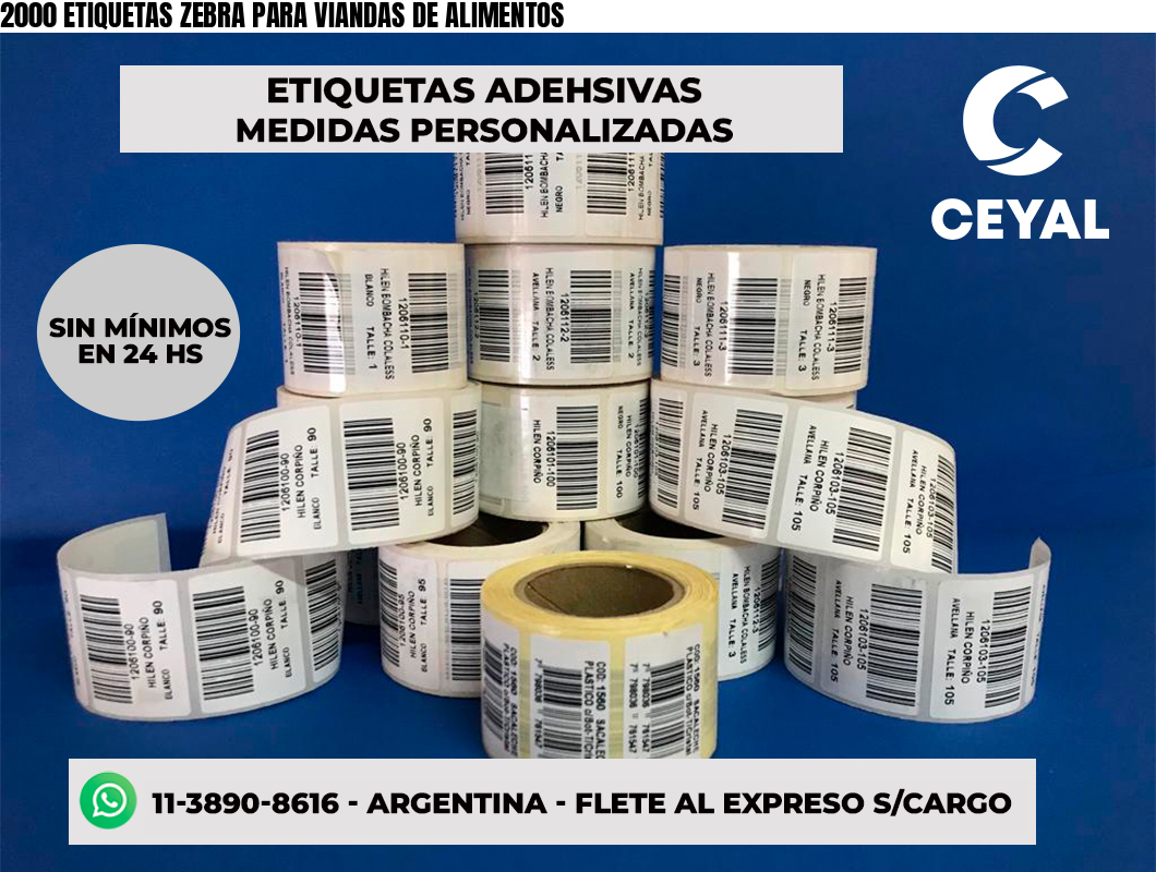 2000 ETIQUETAS ZEBRA PARA VIANDAS DE ALIMENTOS