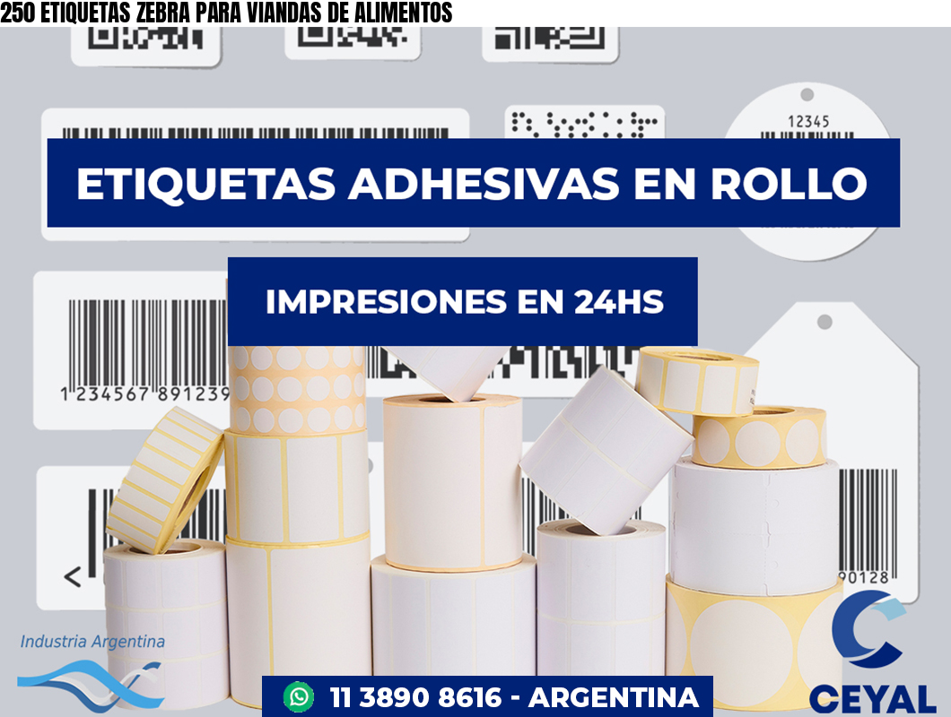 250 ETIQUETAS ZEBRA PARA VIANDAS DE ALIMENTOS