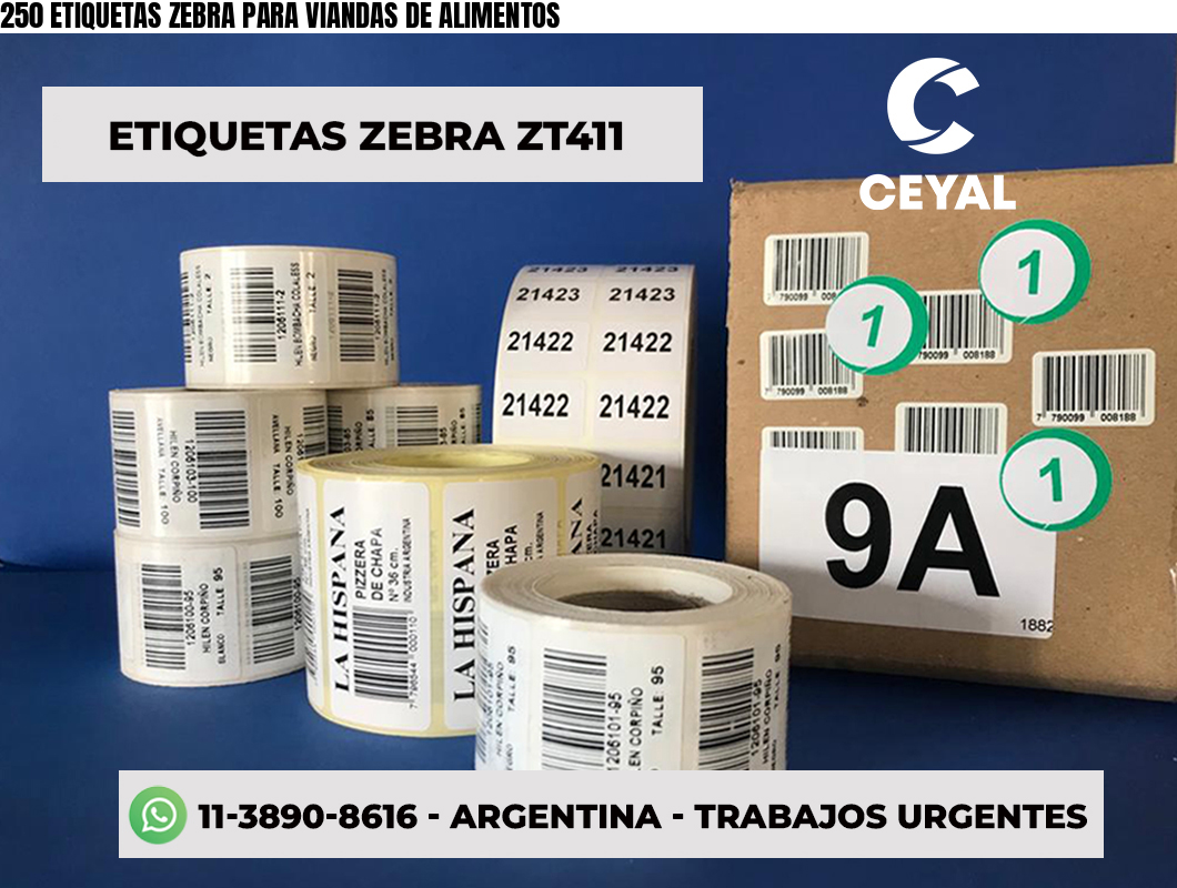 250 ETIQUETAS ZEBRA PARA VIANDAS DE ALIMENTOS