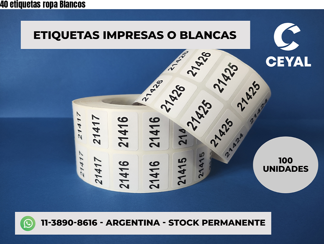 40 etiquetas ropa Blancos