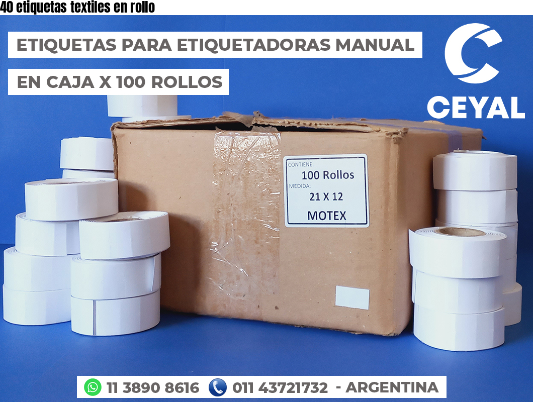 40 etiquetas textiles en rollo