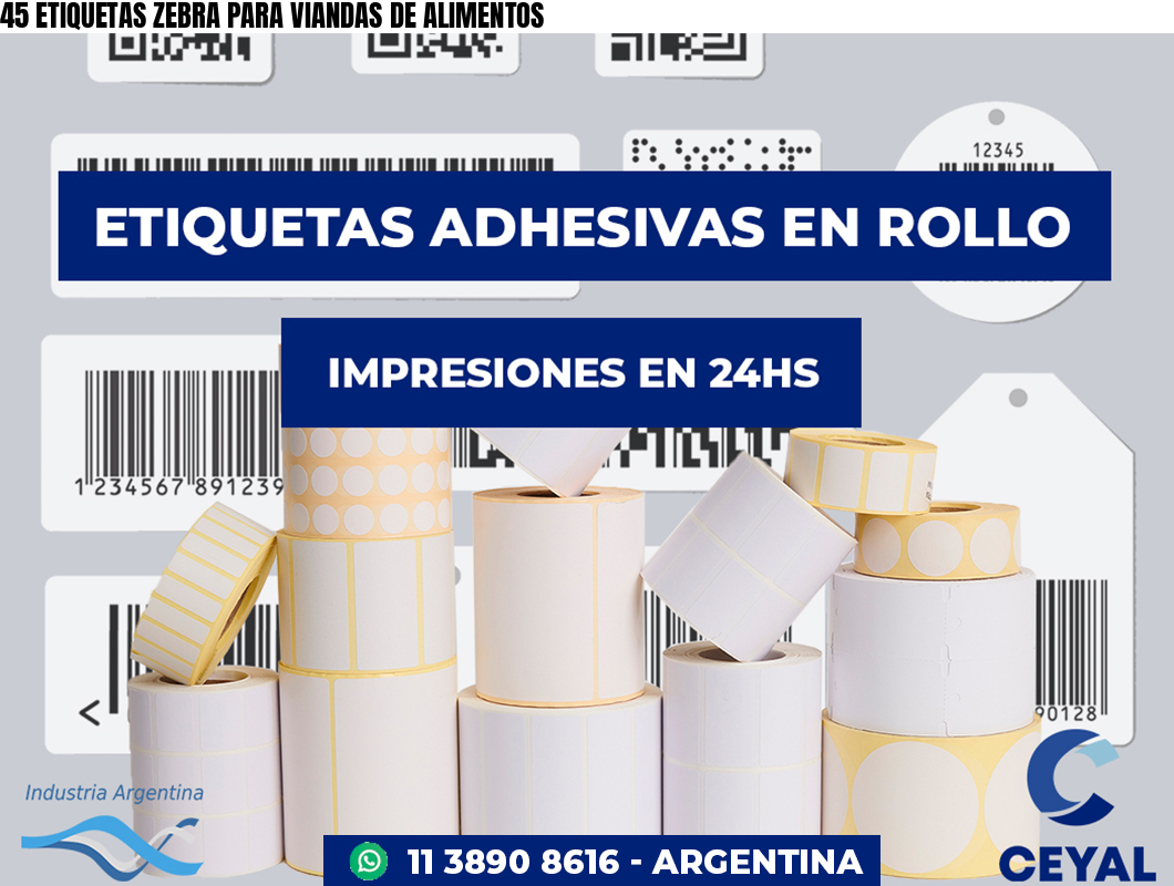 45 ETIQUETAS ZEBRA PARA VIANDAS DE ALIMENTOS