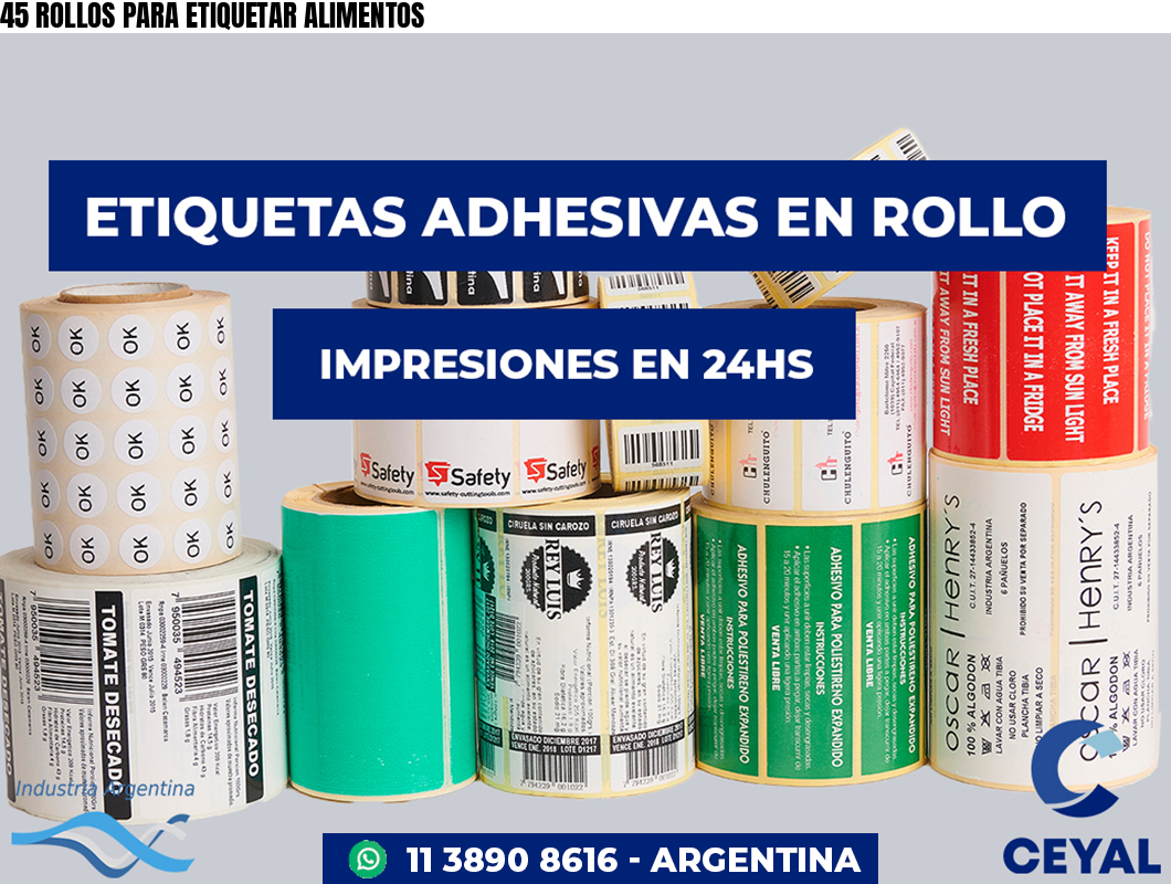 45 ROLLOS PARA ETIQUETAR ALIMENTOS