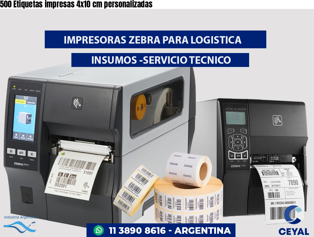 500 Etiquetas impresas 4x10 cm personalizadas