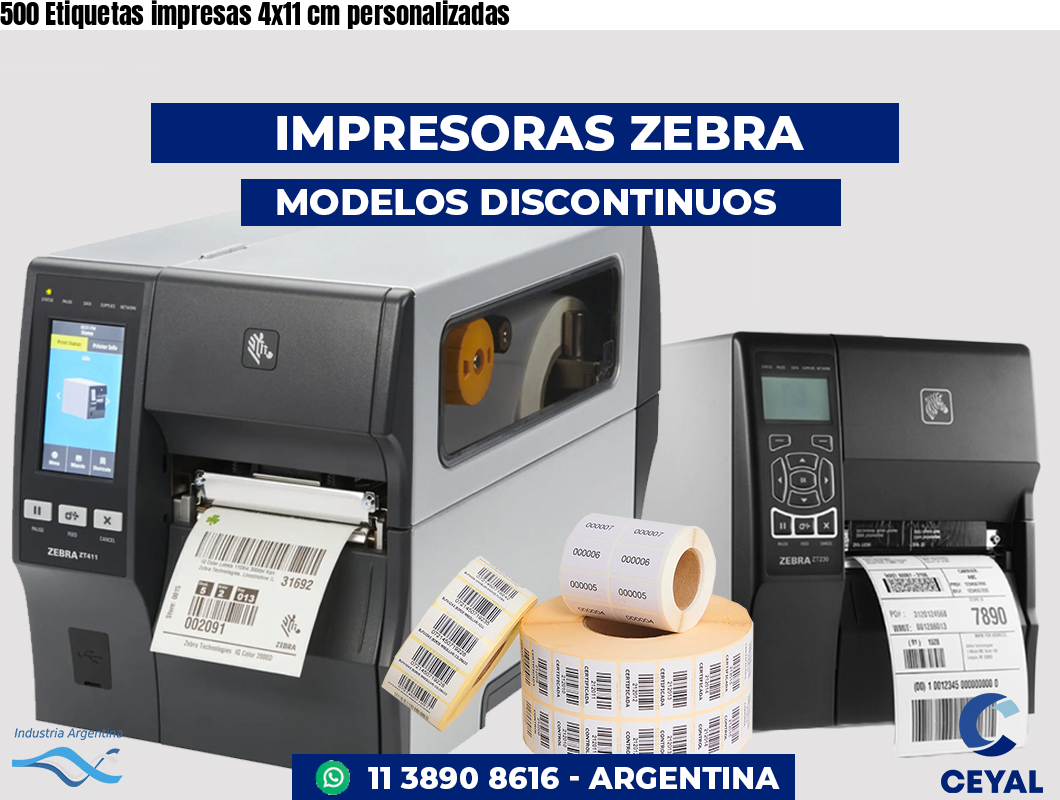 500 Etiquetas impresas 4x11 cm personalizadas