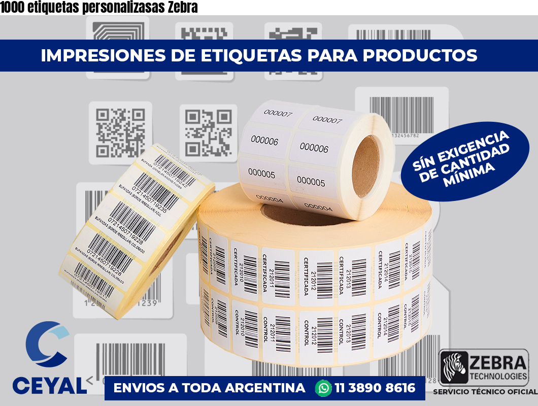 1000 etiquetas personalizasas Zebra