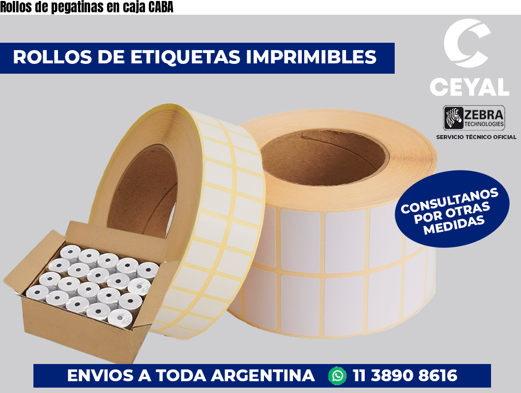 Rollos de pegatinas en caja CABA