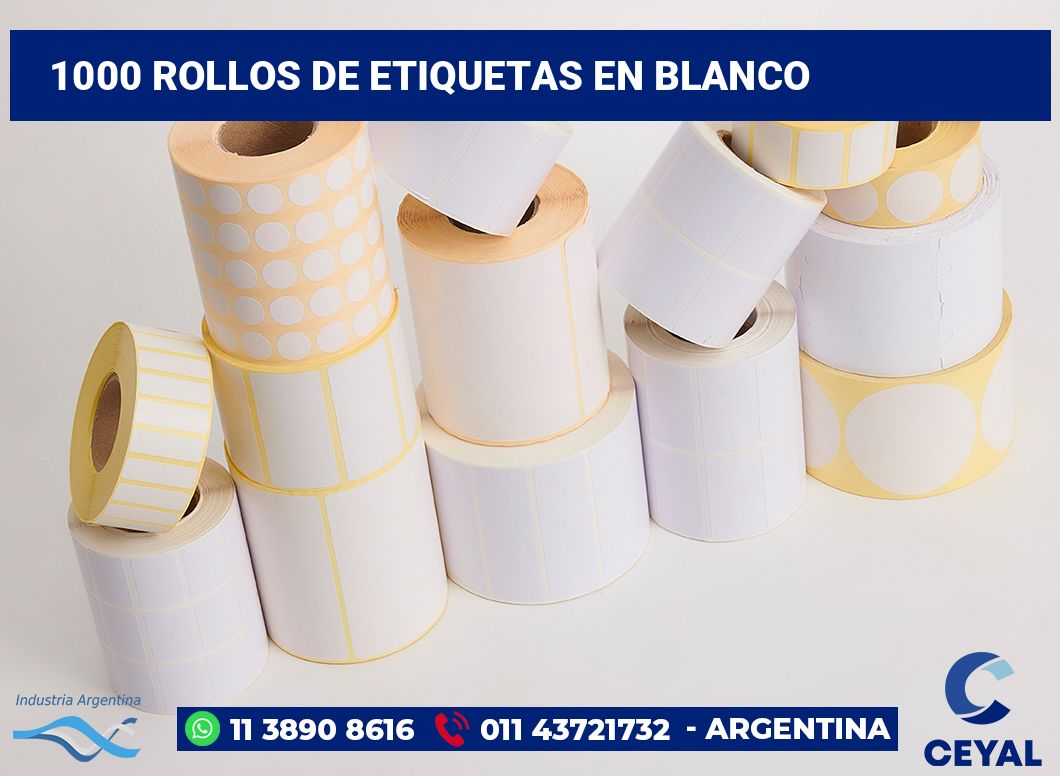 1000 Rollos de etiquetas en blanco