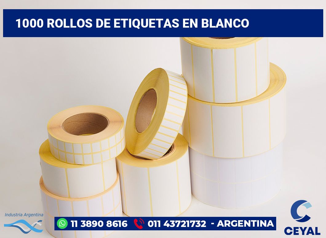 1000 Rollos de etiquetas en blanco