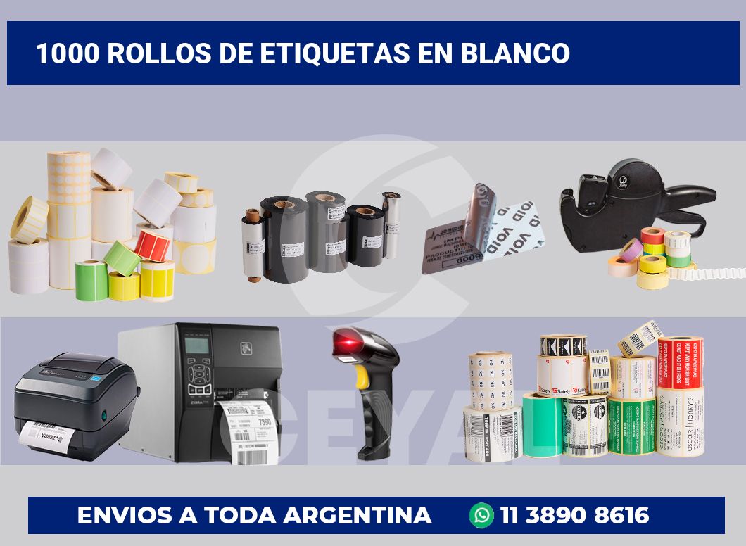 1000 Rollos de etiquetas en blanco