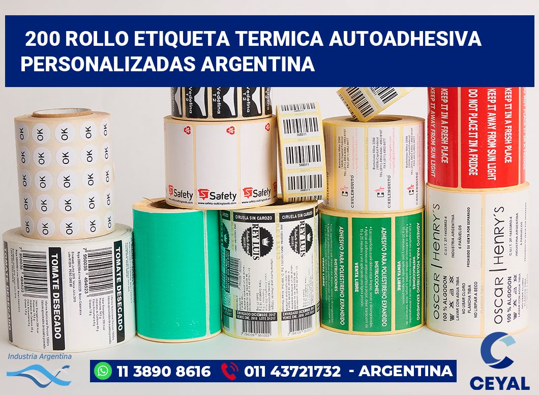 200 Rollo etiqueta termica autoadhesiva personalizadas argentina