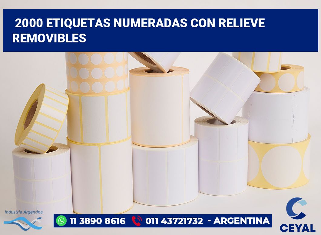 2000 Etiquetas numeradas con relieve removibles