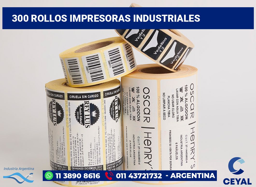 300 Rollos impresoras industriales