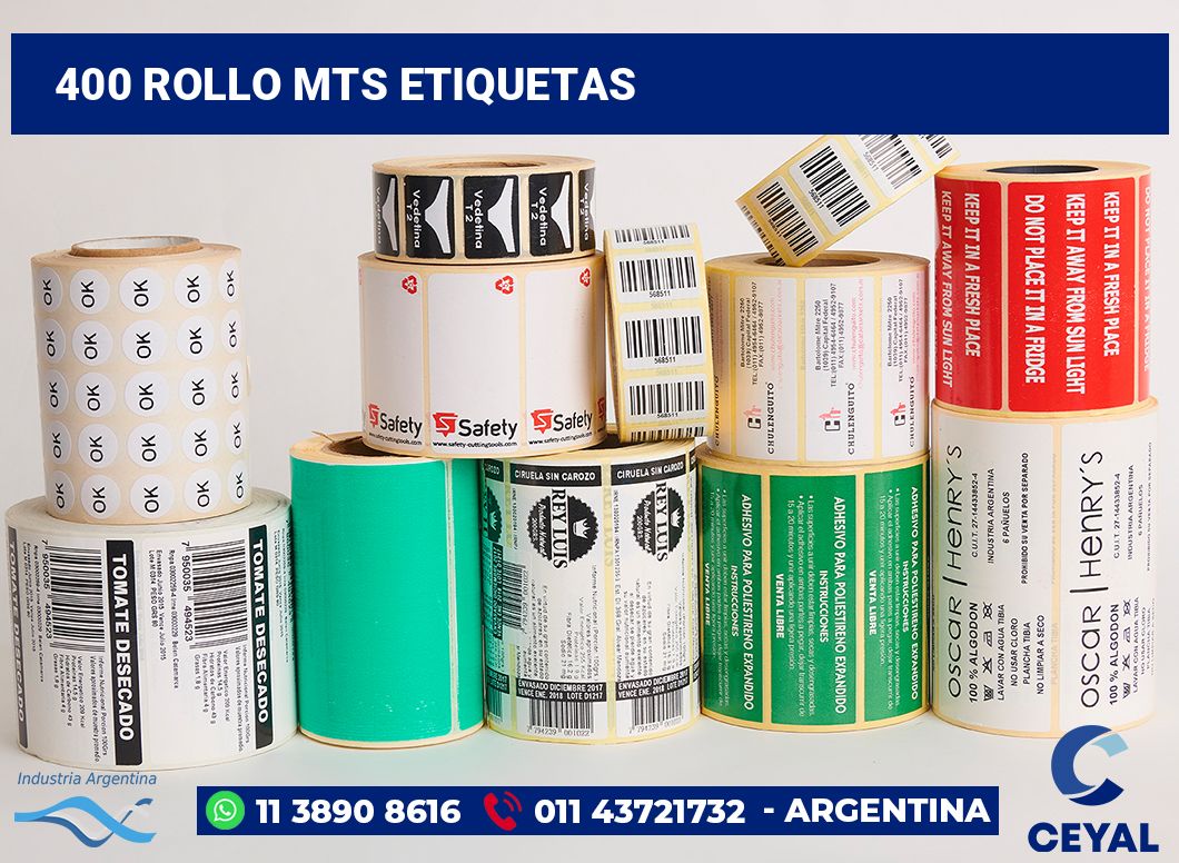 400 Rollo mts etiquetas