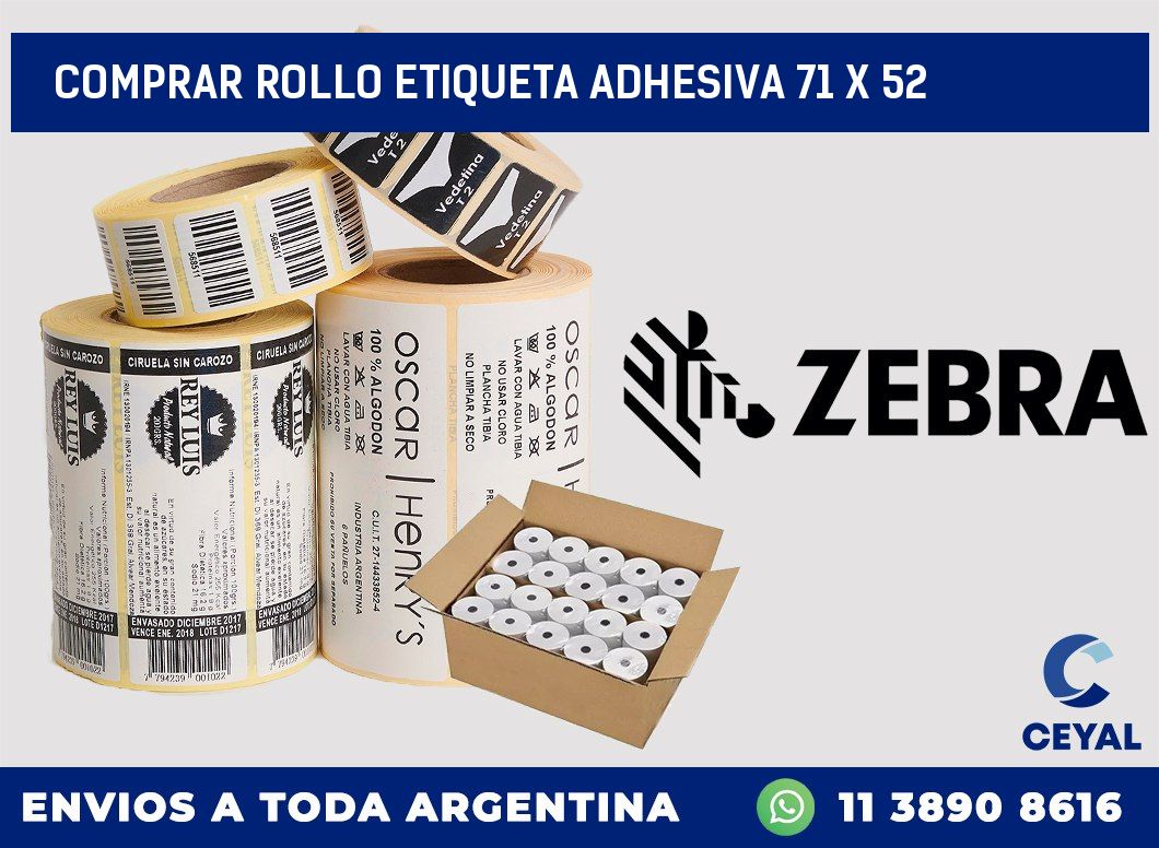 Comprar rollo etiqueta adhesiva 71 x 52