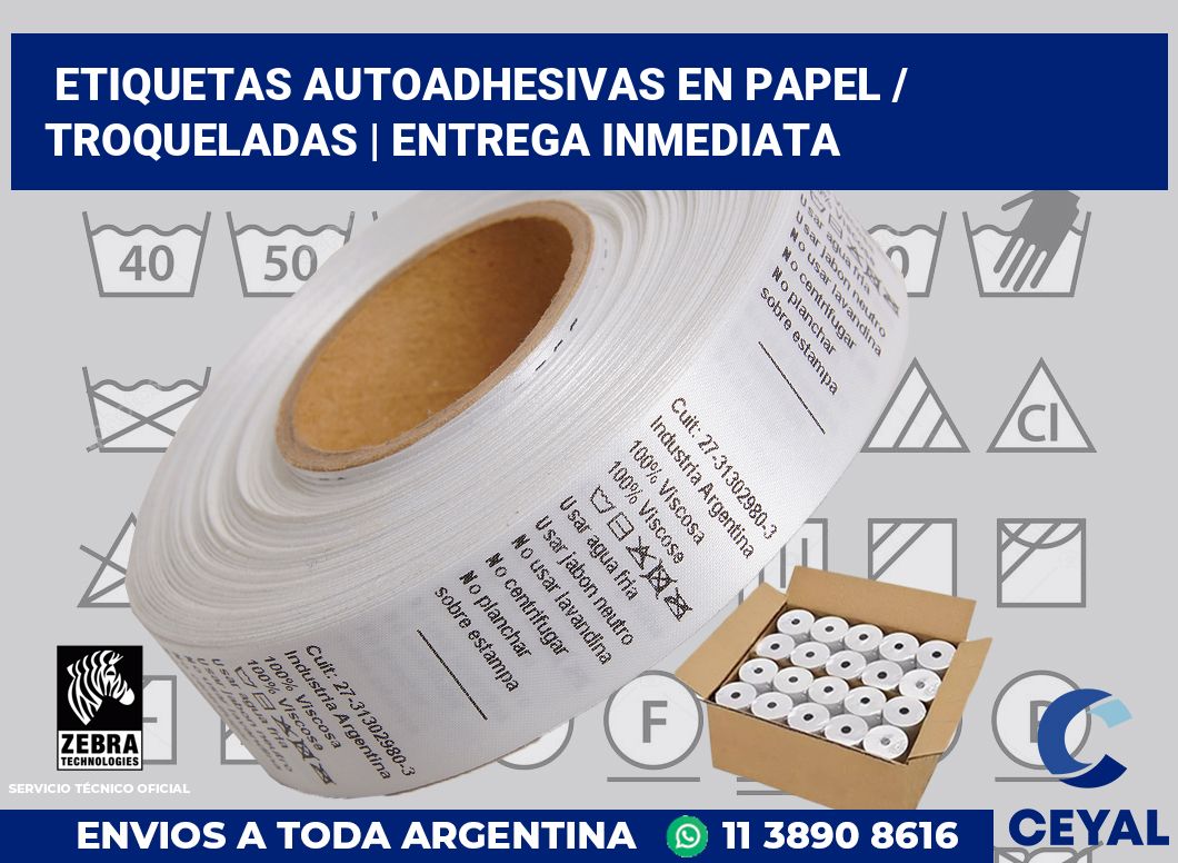 Etiquetas autoadhesivas en papel / Troqueladas | Entrega inmediata