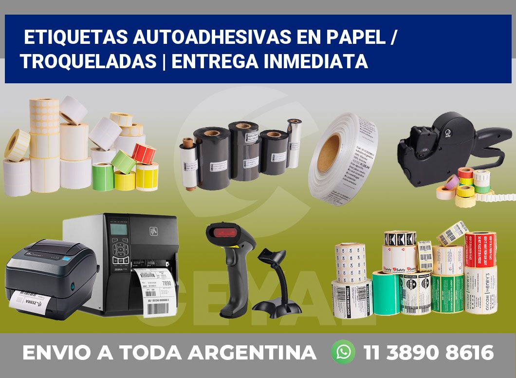 Etiquetas autoadhesivas en papel / Troqueladas | Entrega inmediata