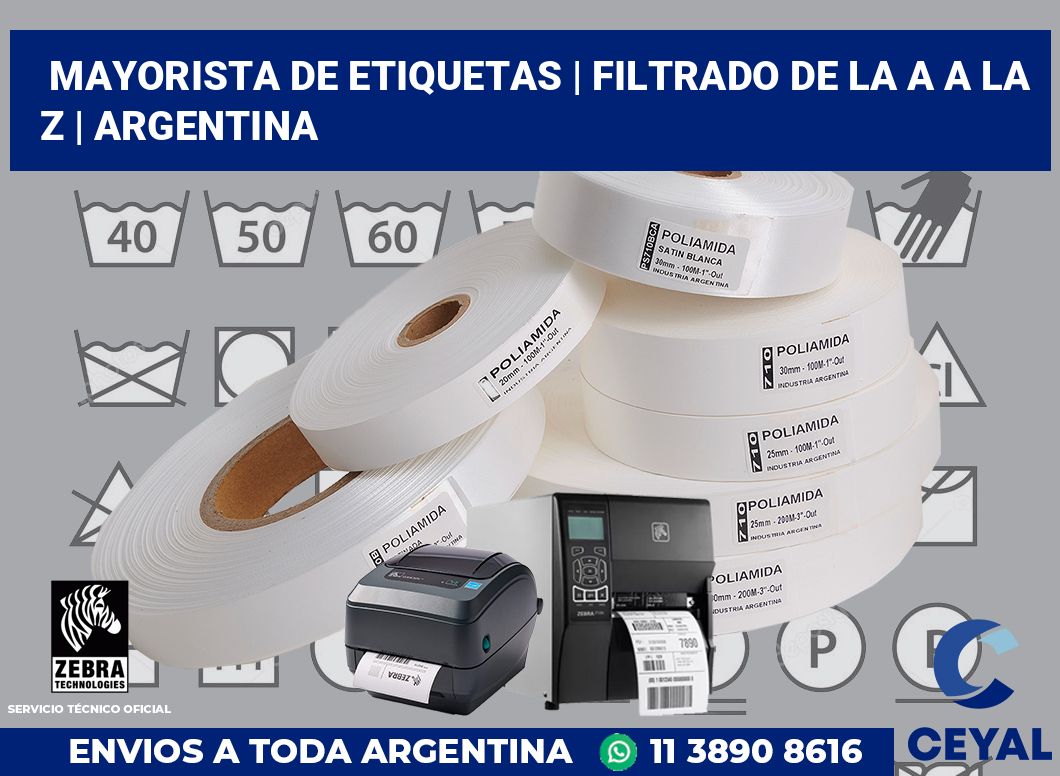 Mayorista de etiquetas | Filtrado de la A a la Z | Argentina