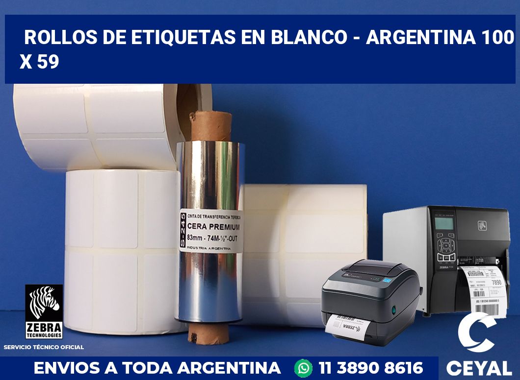 Rollos de etiquetas en blanco - Argentina 100 x 59