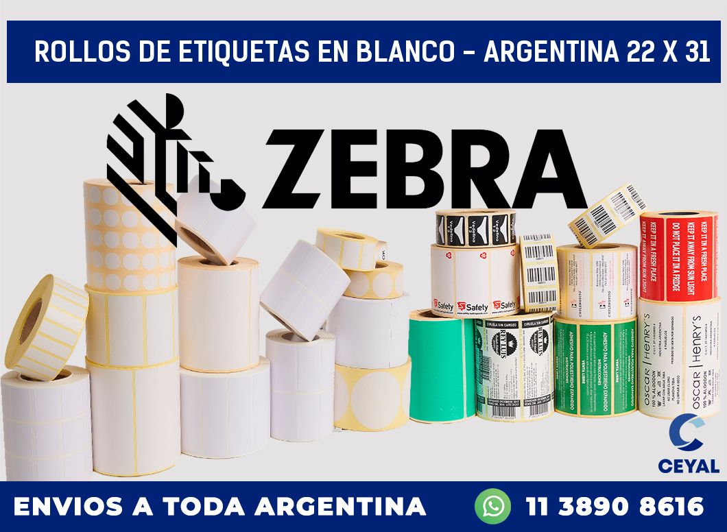 Rollos de etiquetas en blanco – Argentina 22 x 31