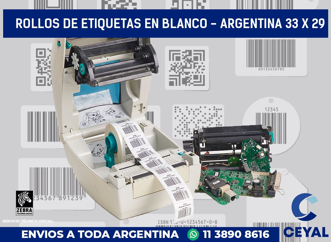 Rollos de etiquetas en blanco - Argentina 33 x 29