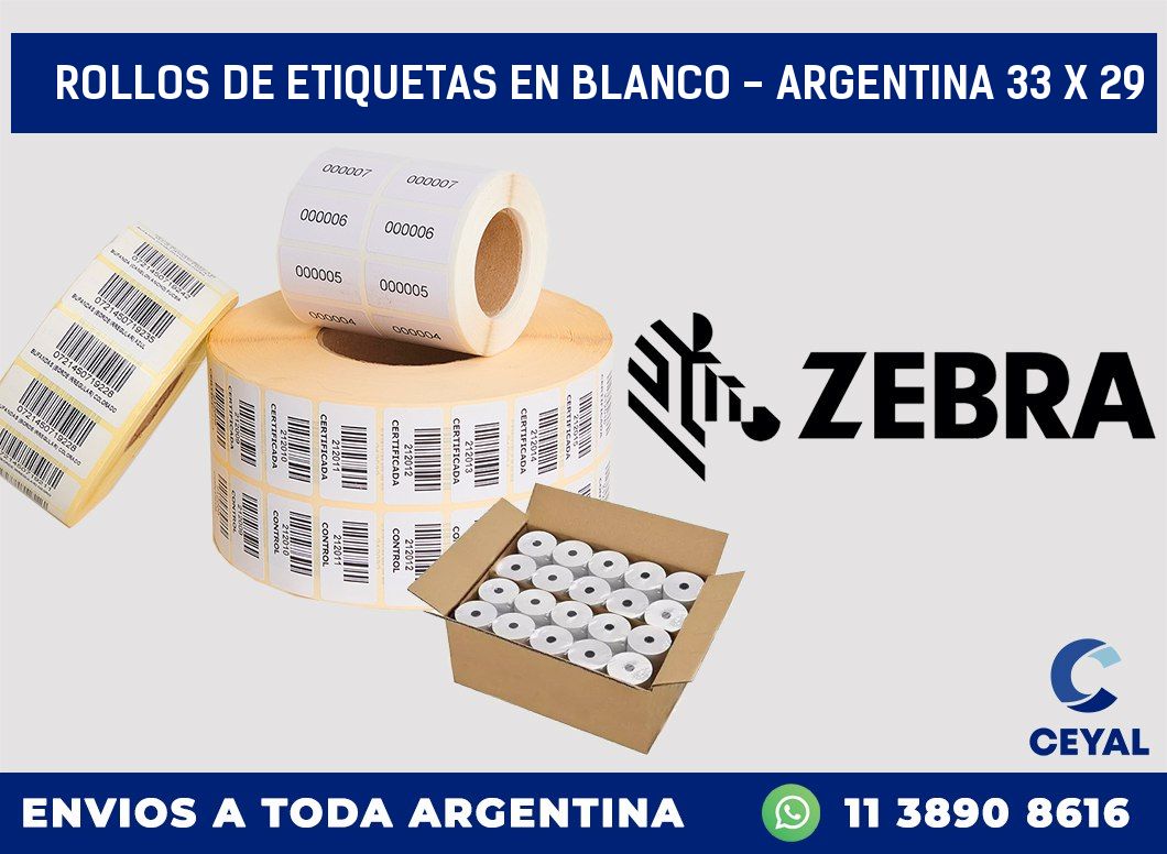 Rollos de etiquetas en blanco - Argentina 33 x 29