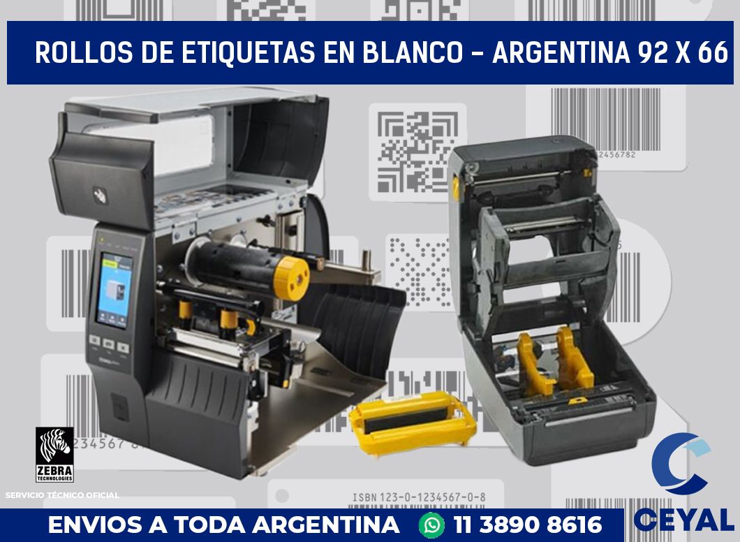 Rollos de etiquetas en blanco - Argentina 92 x 66