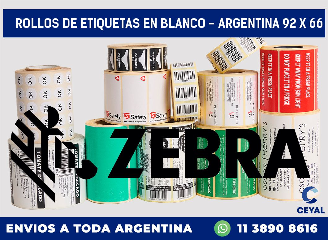 Rollos de etiquetas en blanco – Argentina 92 x 66