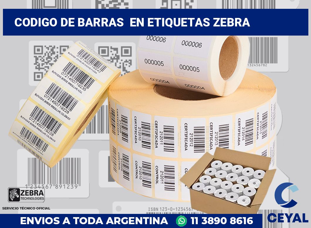 codigo de barras  en etiquetas Zebra