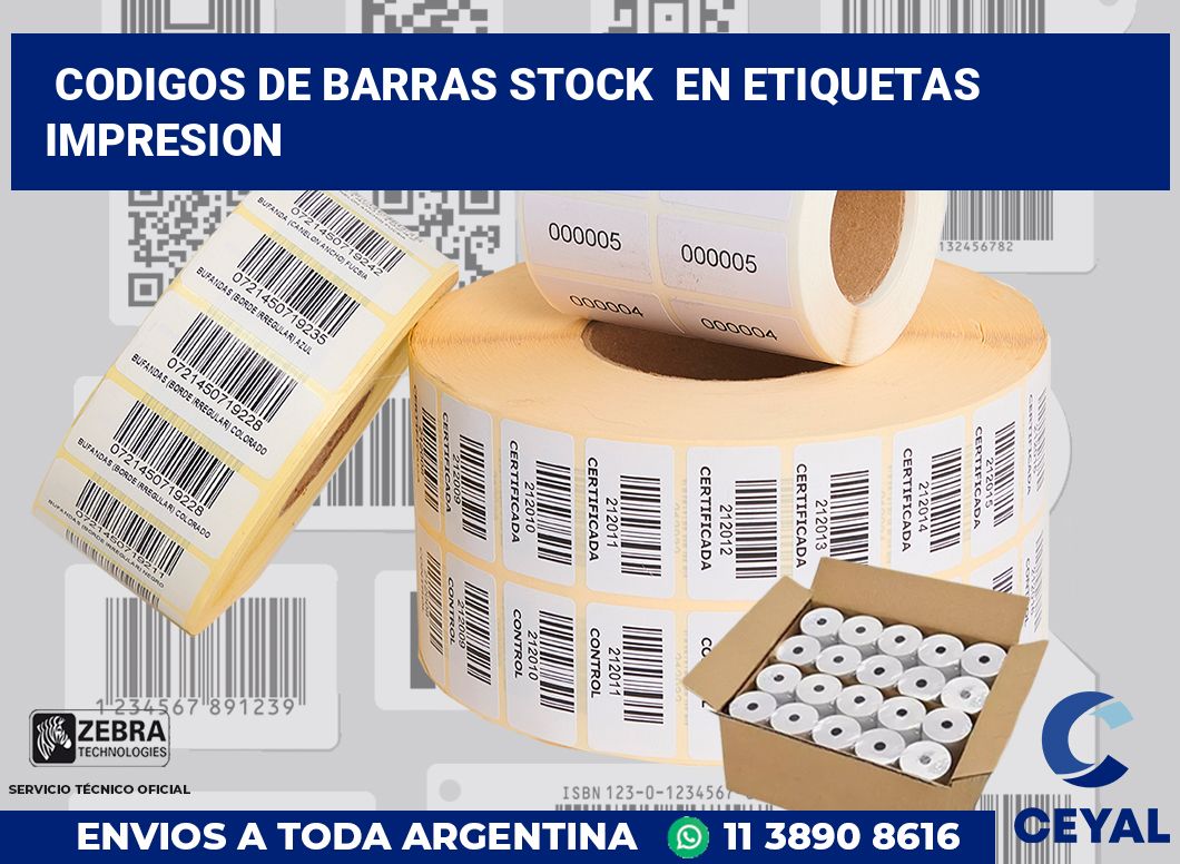 codigos de barras stock  en etiquetas impresion