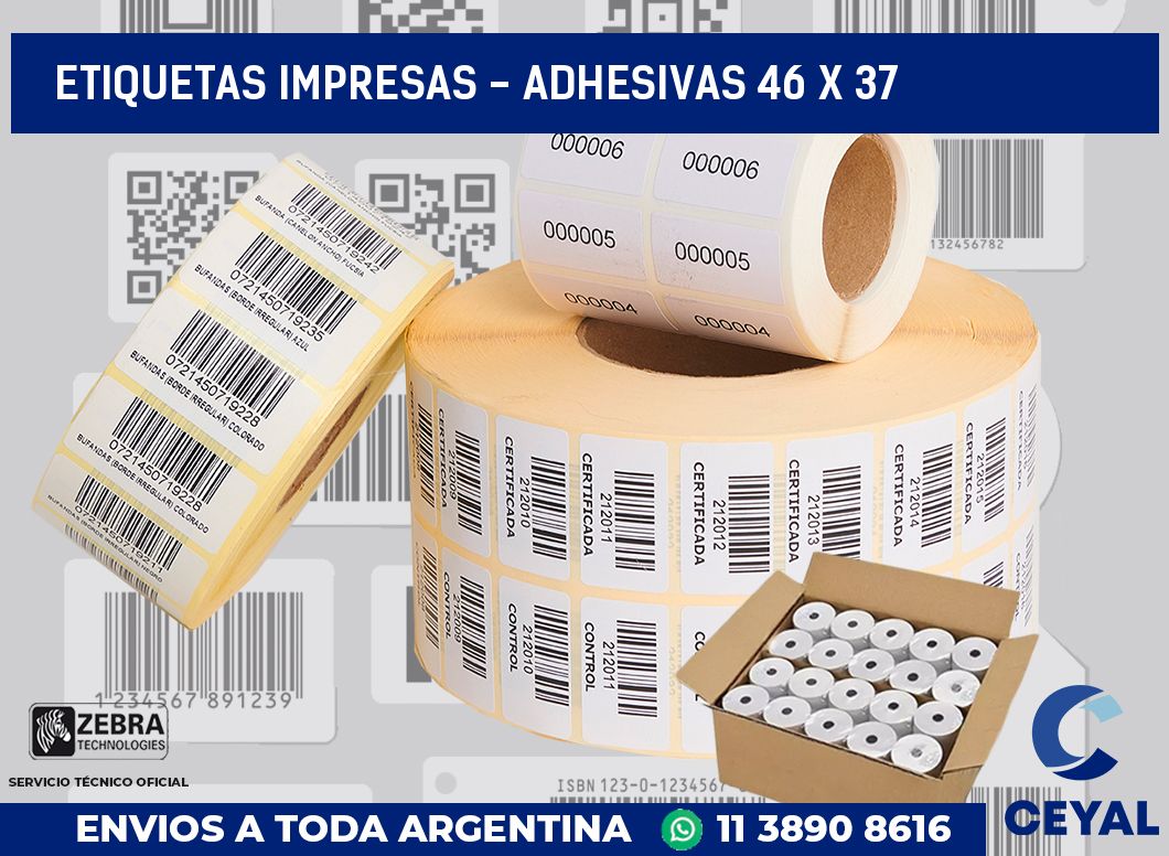 etiquetas impresas - Adhesivas 46 x 37