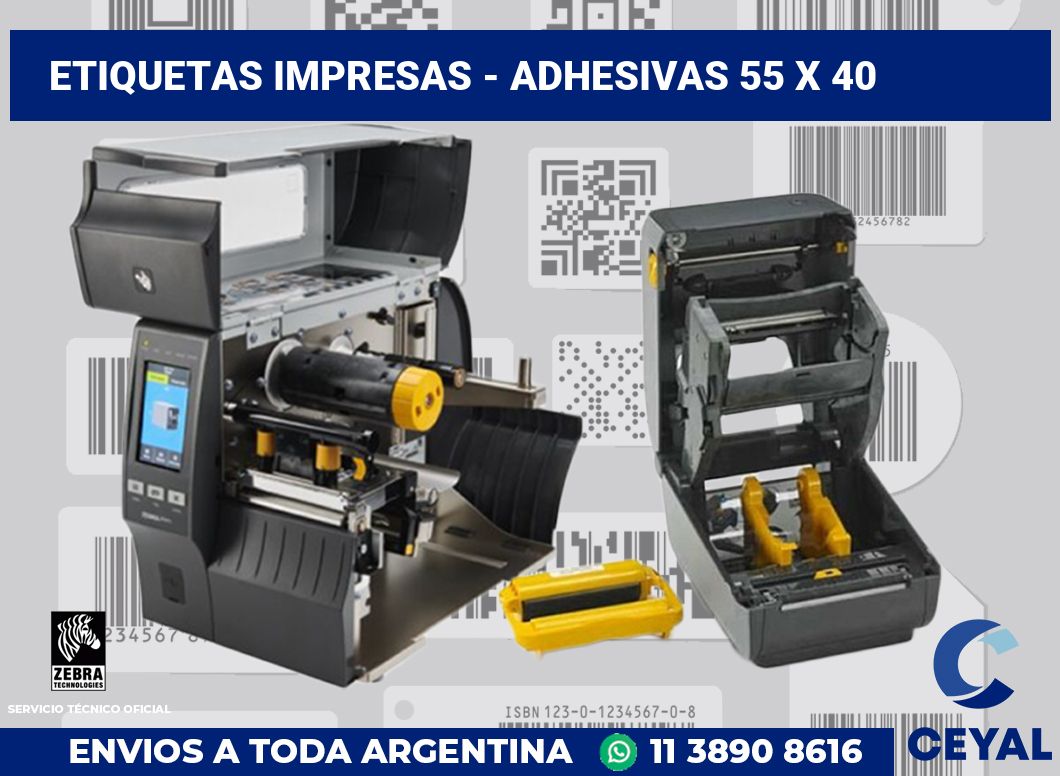 etiquetas impresas - Adhesivas 55 x 40