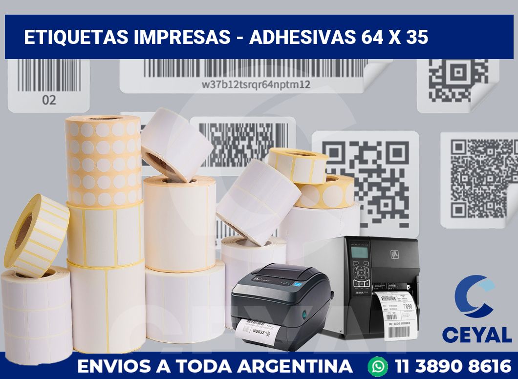 etiquetas impresas - Adhesivas 64 x 35