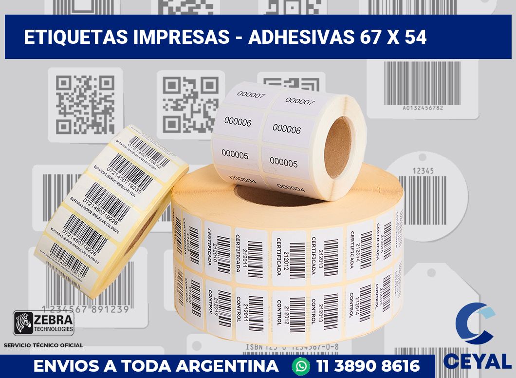 etiquetas impresas - Adhesivas 67 x 54