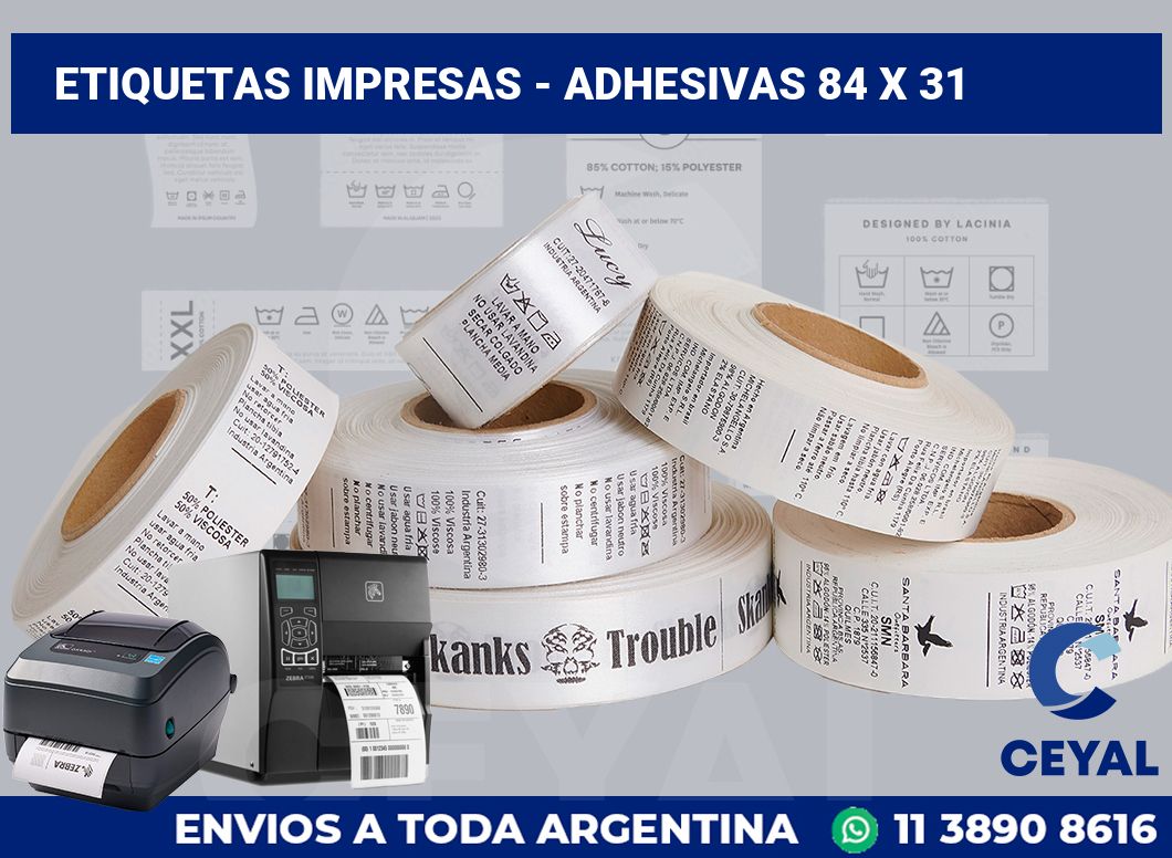 etiquetas impresas – Adhesivas 84 x 31