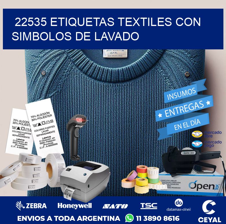 22535 ETIQUETAS TEXTILES CON SIMBOLOS DE LAVADO