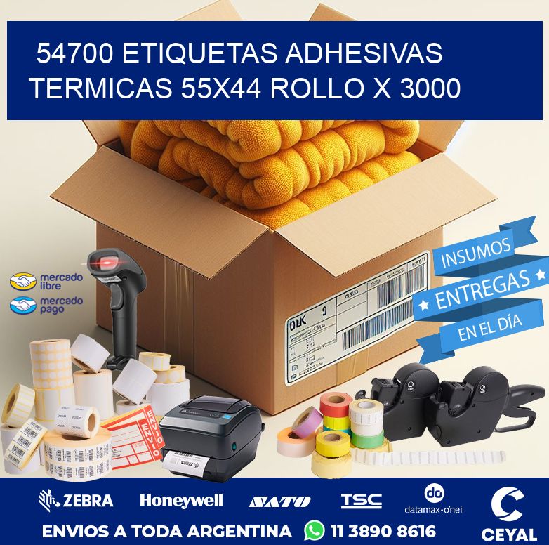 54700 ETIQUETAS ADHESIVAS TERMICAS 55X44 ROLLO X 3000