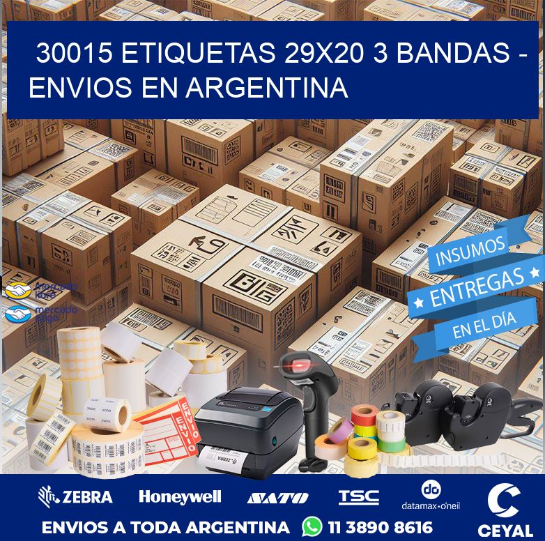 30015 ETIQUETAS 29X20 3 BANDAS - ENVIOS EN ARGENTINA