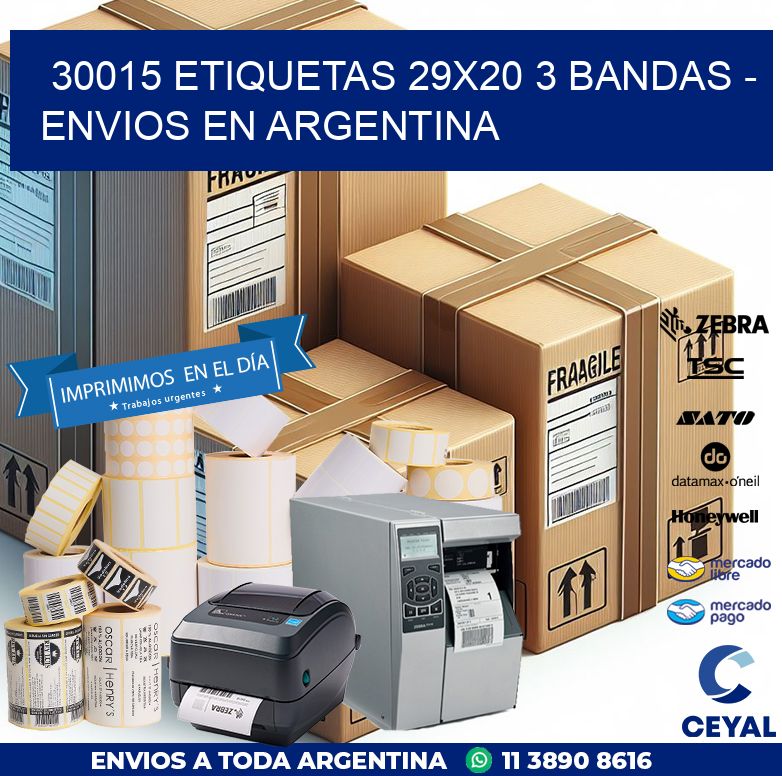 30015 ETIQUETAS 29X20 3 BANDAS - ENVIOS EN ARGENTINA